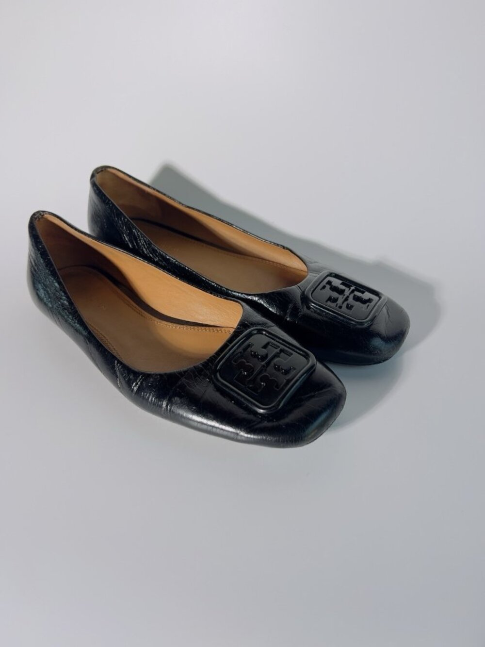 Tory Burch Georgina Leather Ballet Flats Black Size 6.5 M - Picture 2 of 14